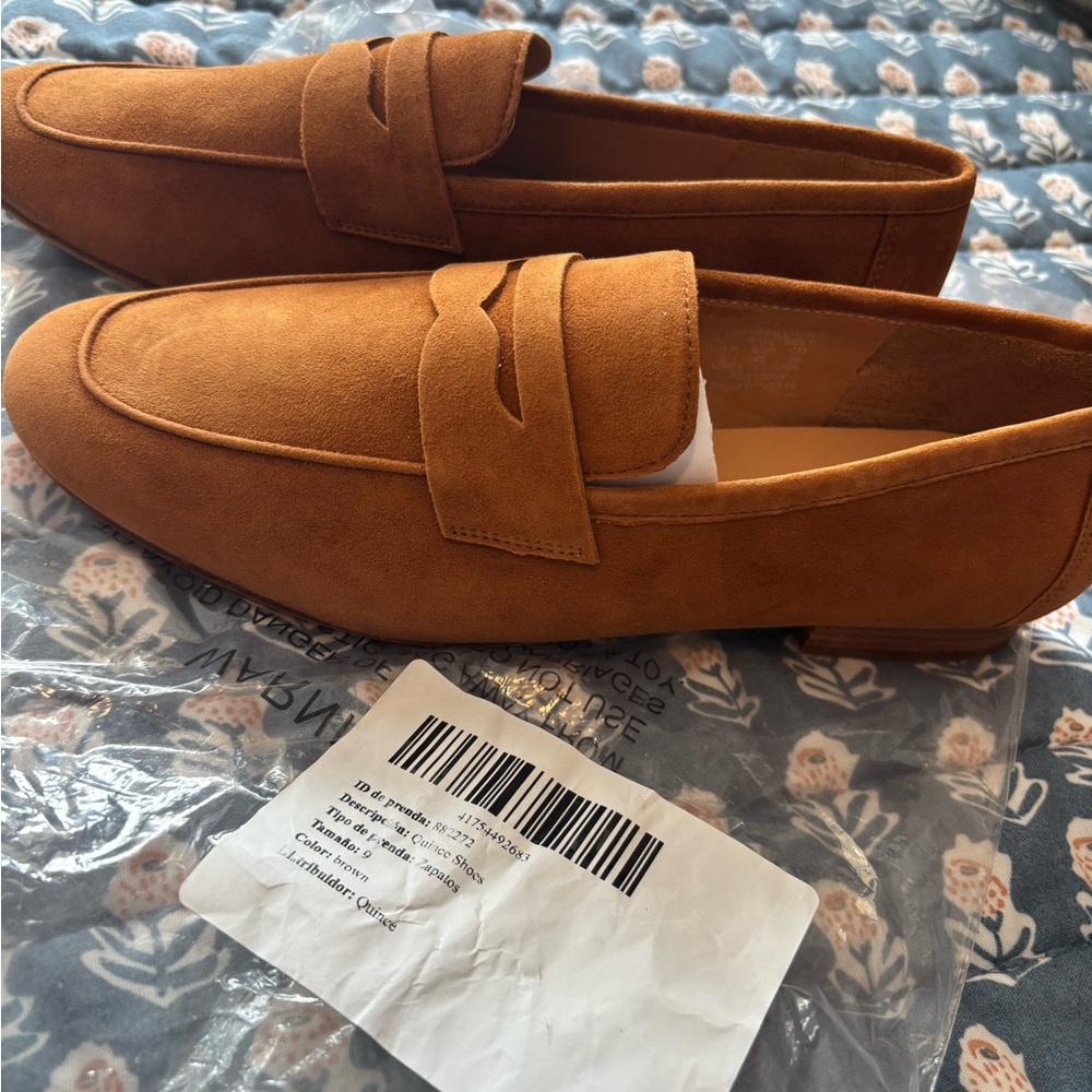 🧡 Quince Italian Leather Pointy Penny Loafer – Cognac, Size 9 (New Without Box) - Picture 5 of 9